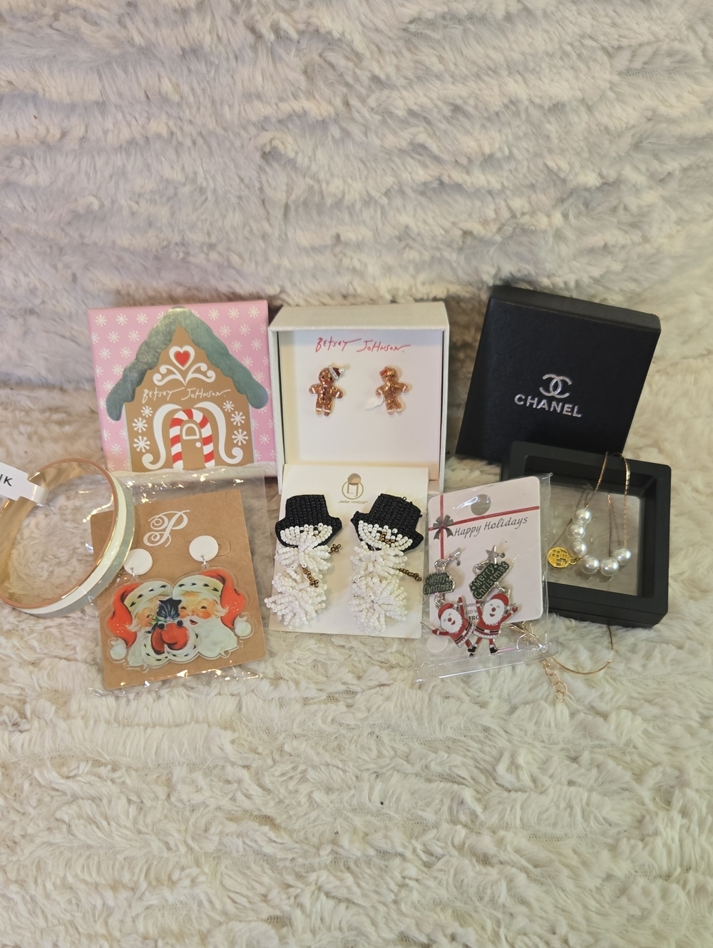 Betsey Johnson Earrings Christmas Bundle Earrings Necklace Bracelet Gift Box